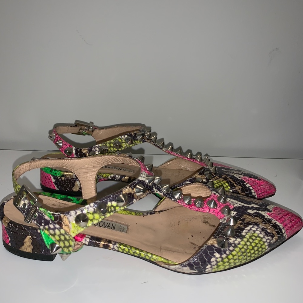 Luciano Padovan Pointy Toe Leather Studded Flats